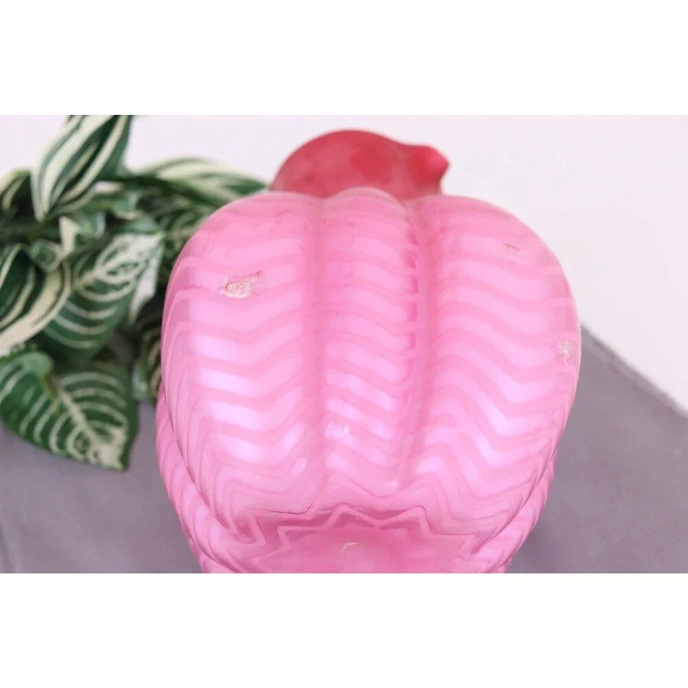 Mt Washington Pink Mother of Pearl Satin Glass Herringbone Pitcher 7.5 READ